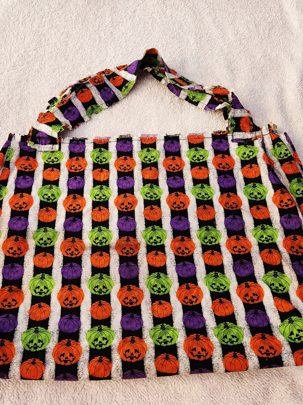 Handmade Halloween Pumpkin Tote "RAG BAG". Self Lined & durable.